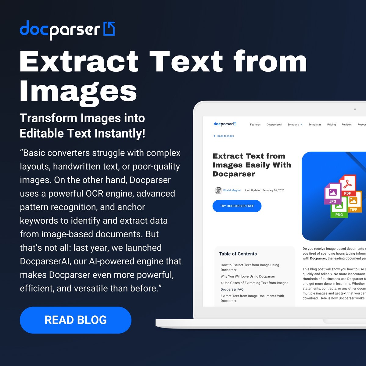 docparser's tweet image. Tired of manual data entry from images? With Docparser, effortlessly extract text from image-based documents, streamlining your workflow and boosting productivity: hubs.li/Q03cm5D-0
#DataAutomation #OCRTechnology #ProductivityBoost #Docparser #ImageToText