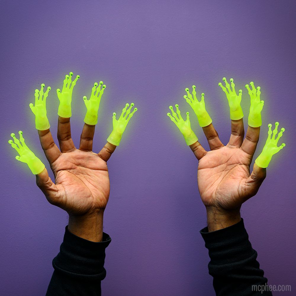 Our Alien Hand Finger Puppets glow in the dark just like the real thing.  
buff.ly/KJ5grqL