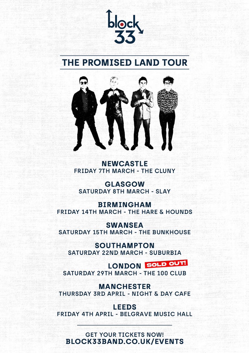 We’re already halfway through The Promised Land tour &amp; we’ve loved every minute of every gig so far 😎

We can only tour our first ever charting album once, so don’t miss out‼️Get your tickets for either Southampton, Manchester or Leeds below 👇 

block33band.co.uk/events