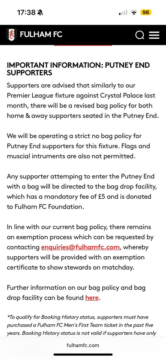 timeformargs's tweet photo. Dear @FulhamFC you do know that you changed your policy after we complained… actually you allowed bags in
Yet again your stewards don’t check bags. Also think you’ll find no issues so why do this again?
You must want to look at your unconscious bias policy… if you have one. https://t.co/JHryONHHYa