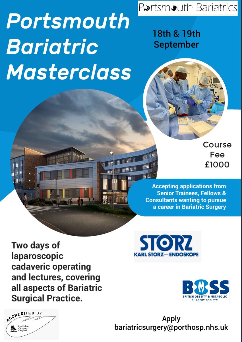 Delighted to announce the PHU Bariatric Masterclass!

This course is an excellent opportunity for delegates seeking high fidelity exposure to all aspects of Bariatric laparoscopic practice.

<a href="/SurgeonGlaysher/">Michael Glaysher</a> 
@JNJMedTechUKIr 
<a href="/cxw1120/">Nick Carter</a> 
<a href="/thesurgeon666/">Richard</a> 
<a href="/FatDoctorUK/">Shaw Somers</a>