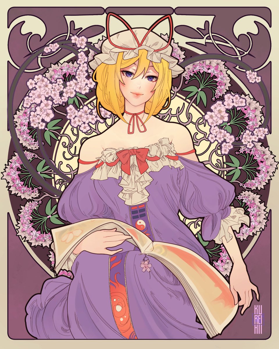 kureihii's tweet image. Yukari Yakumo as Reverie by Alphonse Mucha