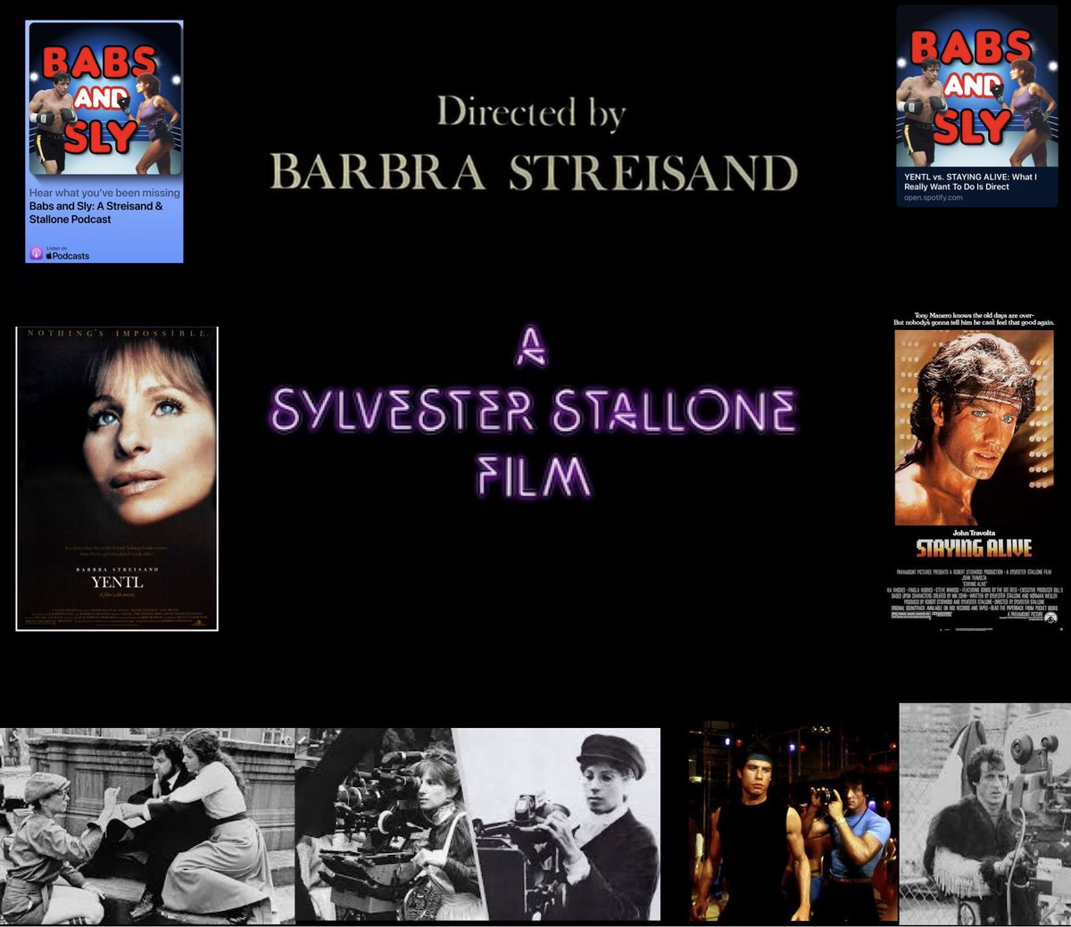 BabsAndSly's tweet photo. 🎶 Hey X, Can You Hear Me? 🎶 In 1983, @BarbraStreisand fulfilled a 15yr passion project, while @TheSlyStallone tackled the sequel to a monster hit. Our latest episode explores their view from the director’s chair to the big screen. #film #director 
https://t.co/jPTPM5btnF https://t.co/mKJSmQ3KNJ