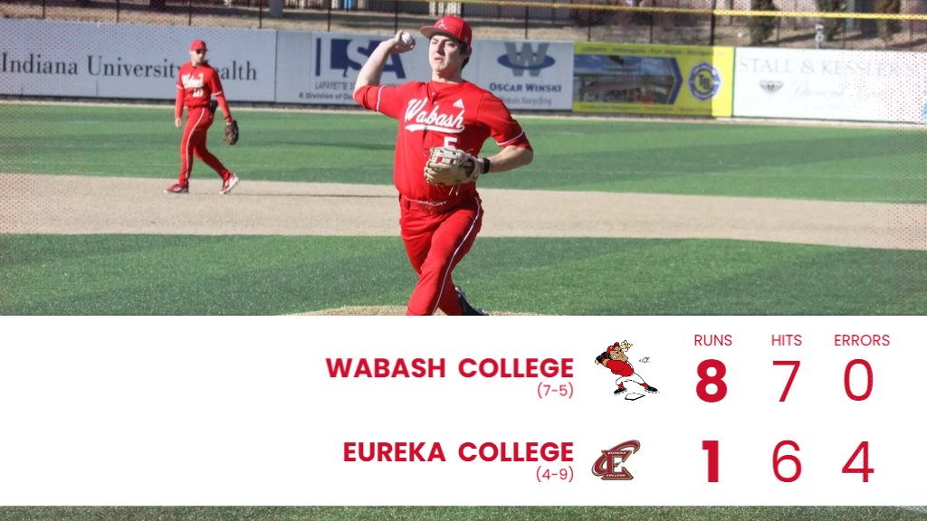 Grant Stratton struck out five and limited Eureka to four hits over seven innings to earn the win in Tuesday's  @WabashBaball 8-1 home-opening victory over the Red Devils.

#WAF