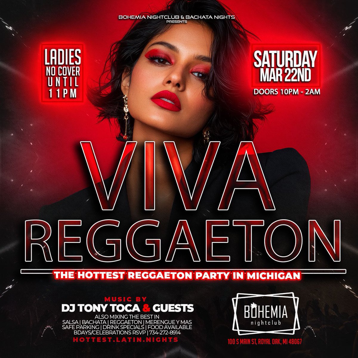BachataNights's tweet photo. Viva Reggaeton - The best Reggaeton night in Michigan ❤️💔💃🏻🔥🍷
- Bohemia Nightclub 
This Saturday
@bohemia.nightclub https://t.co/3RzSVIrOOW