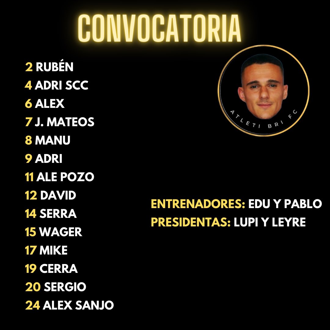 ATLETI BRI FC (@atletibri) on Twitter photo CONVOCATORIA OFICIAL DE ATLETI BRI PARA LA VI EDICIÓN DE LA <a href="/TwAtletiCup/">TwAtleti Cup🔴⚪</a>
Vamos a dejarnos todo por estos colores🖤 CONVOCATORIA OFICIAL DE ATLETI BRI PARA LA VI EDICIÓN DE LA <a href="/TwAtletiCup/">TwAtleti Cup🔴⚪</a>
Vamos a dejarnos todo por estos colores🖤