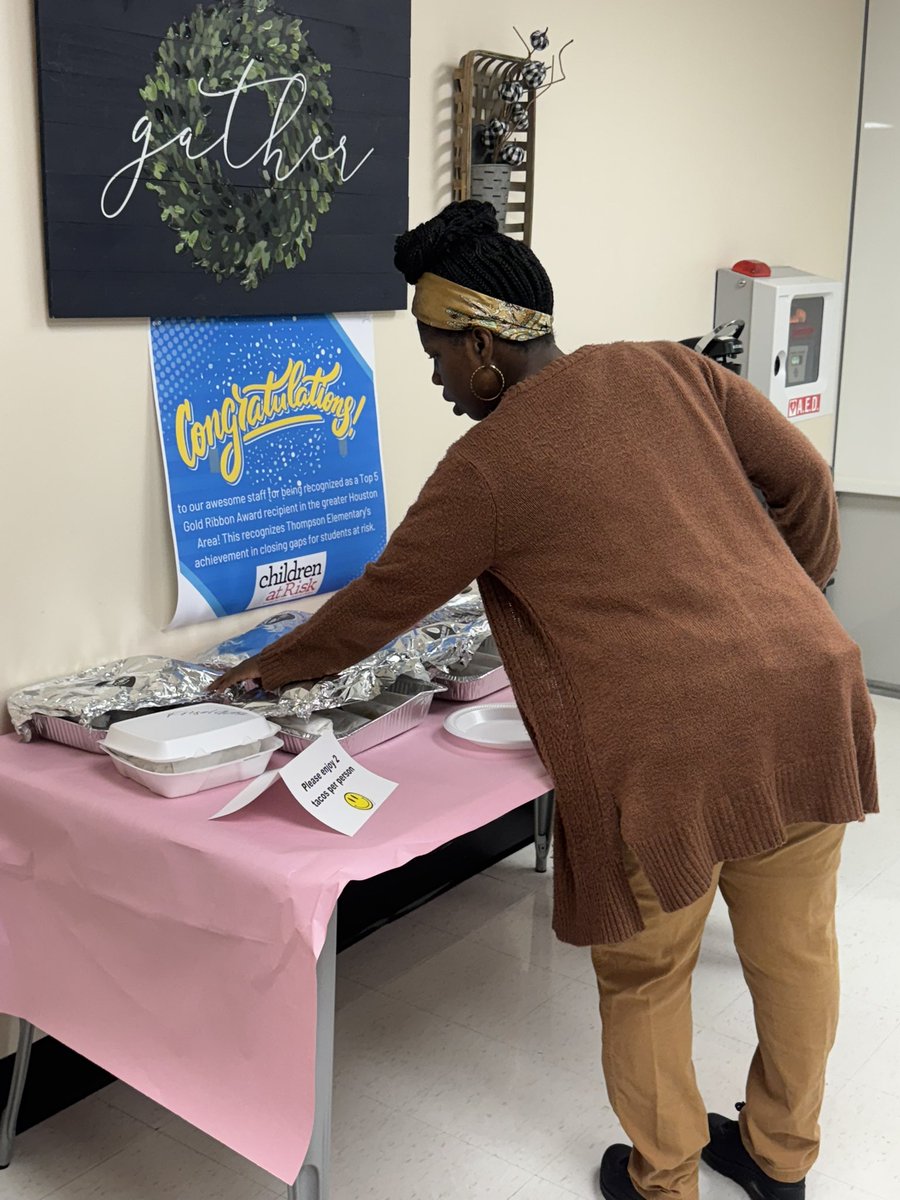 ThompsonES_AISD (@thompson_aldine) on Twitter photo Breakfast tacos for our apple-solutely outstanding staff. We continue helping our students one day at a time.
Congratulations staff on earning the Gold Ribbon Top 5 designation in the Houston area for serving and growing At-Risk students. 👏👏👏👏👏. <a href="/maty_orozco/">Dr. Matilda “Maty” Orozco</a> Breakfast tacos for our apple-solutely outstanding staff. We continue helping our students one day at a time.
Congratulations staff on earning the Gold Ribbon Top 5 designation in the Houston area for serving and growing At-Risk students. 👏👏👏👏👏. <a href="/maty_orozco/">Dr. Matilda “Maty” Orozco</a>