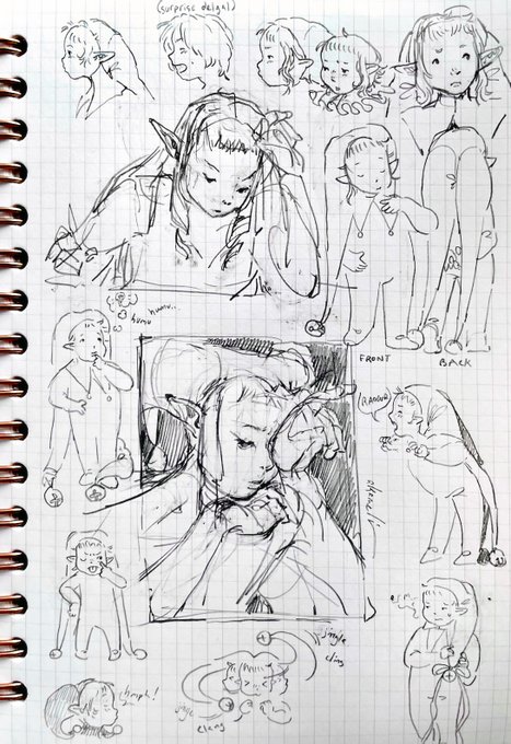 superr messy doodle page. i haven't drawn baby thistle in a while so i'm rusty, but i extracted the ones i liked 