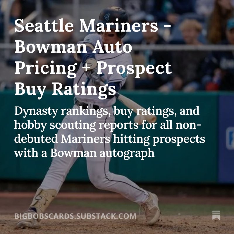 Seattle Mariners buy sheet is live and it’s a great one! They have a total of 5 buys and 3 of them got a perfect 5/5 rating. Spoiler alert: it’s probably not the 3 you’re expecting…

open.substack.com/pub/bigbobscar…