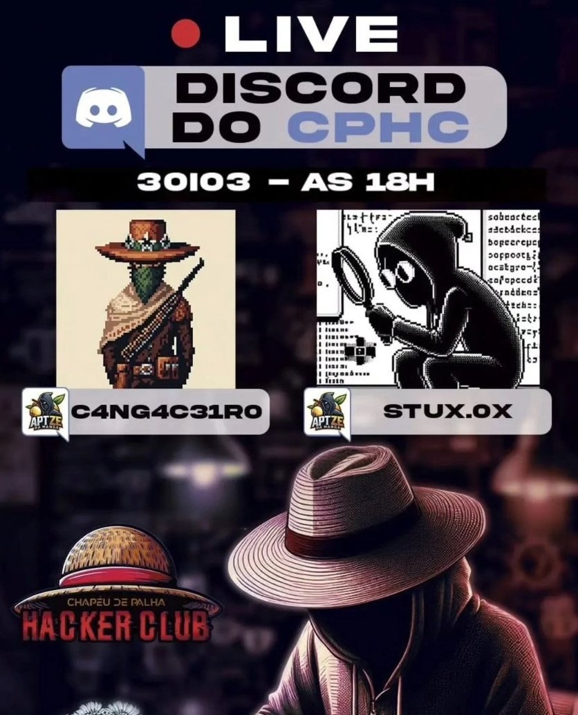 Koe rapaziada, dia 30 desse mês estarei com meu amigo <a href="/stux_rs/">Stuux</a> no discord do pessoal do Chapéu de Palha Hacker Club falando sobre bug bounty, cve e outras coisas mais
Quem quiser colar, o link do canal está no comentário abaixo
#bolhasec #bolhadev #bugbounty #cve