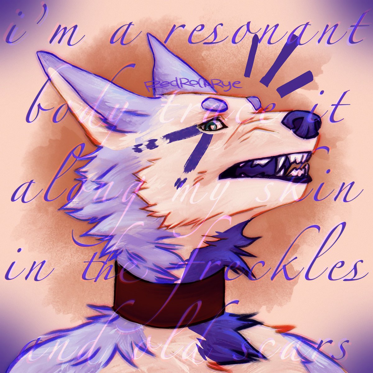 New headshot of my mandatory blue dog sona 
#furryart