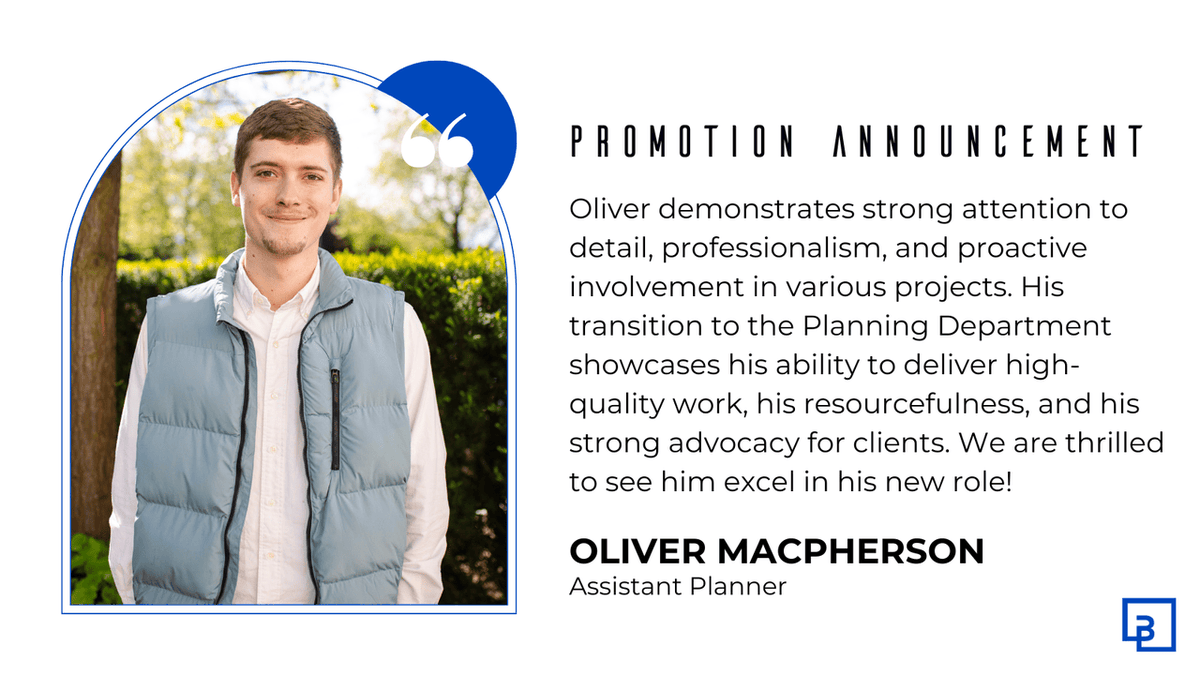 We are excited to announce Oliver Macpherson's recent promotion to Assistant Planner. 🎉

Congratulations, Oliver!

#Barghausen | #ADivisionOfCoreStatesGroup | #CivilEngineers | #CreativeSolutions | #Promotion