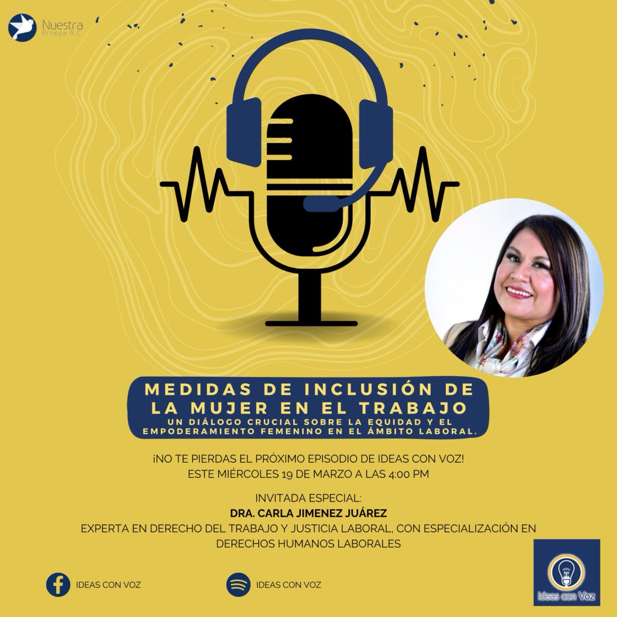 Te esperamos este miércoles para hablar acerca de las medidas de inclusión de la mujer en el trabajo. Escúchanos por Spotify