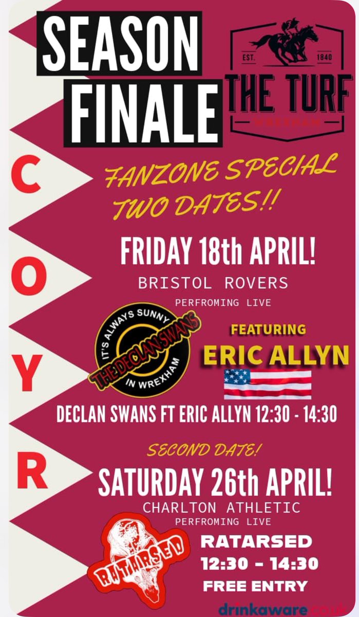 Wayne Jones (@welshy1000) on Twitter photo Season finale at the Turf Fan-zone.
Hope you’ll consider joining us!
<a href="/DeclanSwans/">Declan Swans</a>
COYR 🤞⚽️ Season finale at the Turf Fan-zone.
Hope you’ll consider joining us!
<a href="/DeclanSwans/">Declan Swans</a>
COYR 🤞⚽️
