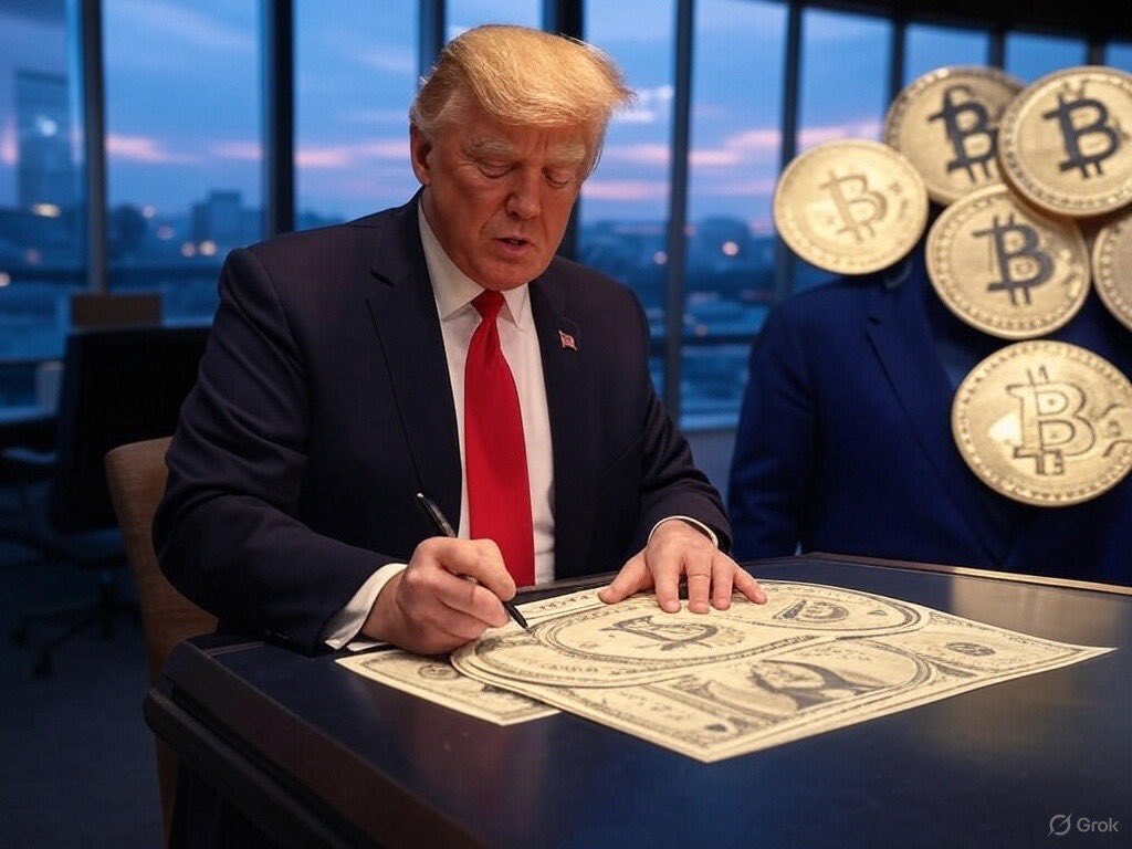 gayanhashed's tweet photo. U.S. Strategic Bitcoin Reserve just signed into action by Trump—seized BTC now a national asset. With 65M Americans (28%) owning crypto &amp; BTC at 74% dominance, this could kill selling pressure &amp; send prices soaring. Made in America coins are the talk of 2025. #btc #crypto https://t.co/eM2bC5sjEW