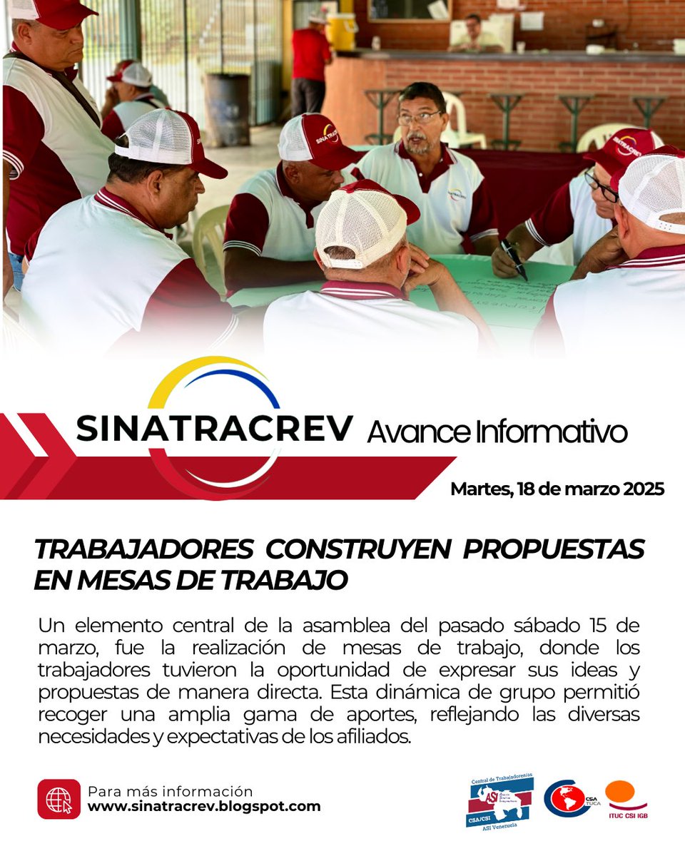 Lee la nota en nuestro blog sindical a través del siguiente enlace: sinatracrev.blogspot.com/2025/03/trabaj…