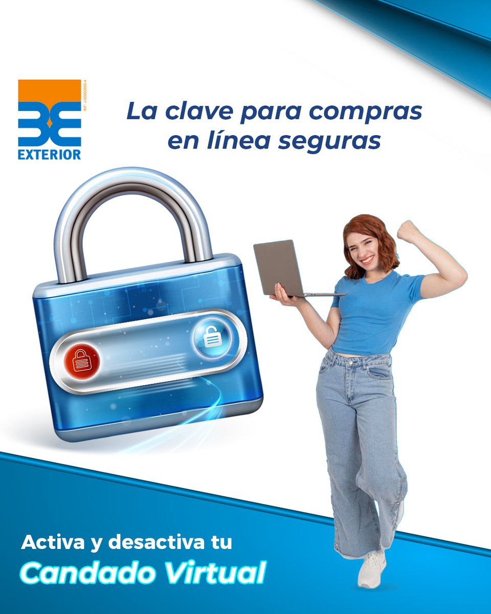 BancoExterior's tweet photo. ¡Activa el Candado Virtual! 🔒.
Seguridad extra para tus compras en línea con tu Tarjeta Exterior Prepagada en Divisas. No olvides cerrar el candado al finalizar tu transacción.
#BancoExterior #SeguridadOnline #CandadoVirtual #Venezuela https://t.co/4av2pQkBwW