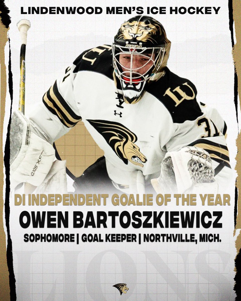 For their efforts this past season, David Gagnon and Owen Bartoszkiewicz of the <a href="/LULionsHockey/">Lindenwood Hockey</a> 🦁🏒 team have earned postseason awards

Bartoszkiewicz was tabbed the NCAA DI Independent Goalie of the Year, while Gagnon took home Forward of the Year 

📕 | tinyurl.com/4jf2ust4
