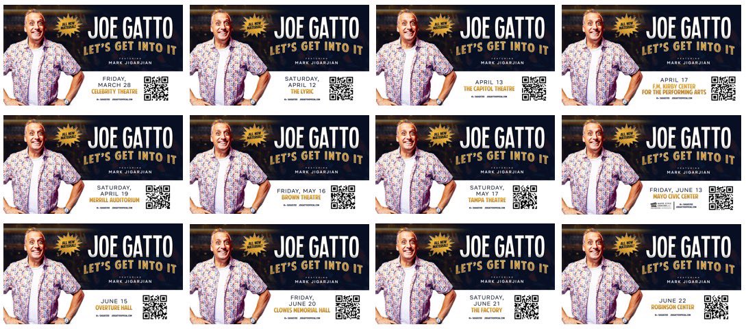 Our campaign for improv comedian &amp; actor <a href="/Joe_Gatto/">Joe Gatto</a> Let’s Get Into It national tour continues!