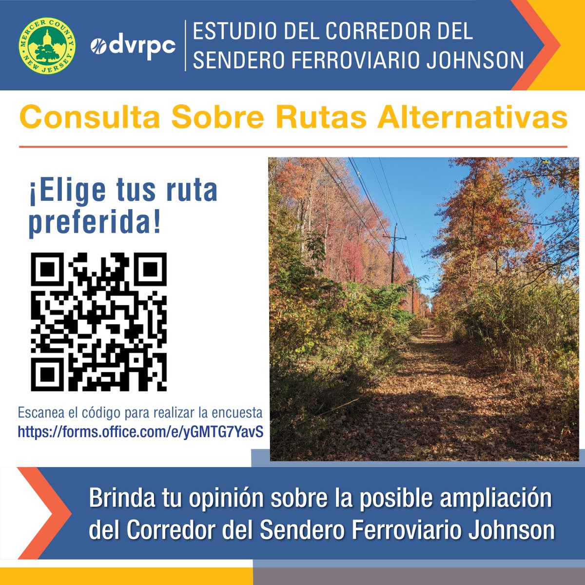 Mercer County and the Delaware Valley Regional Planning Commission (DVRPC) would like to hear from you! Take the survey to provide your feedback on the alternative routes to be considered for the Johnson Trolley Trail Corridor in Mercer County. ➡️ Survey: buff.ly/vpVKmWo