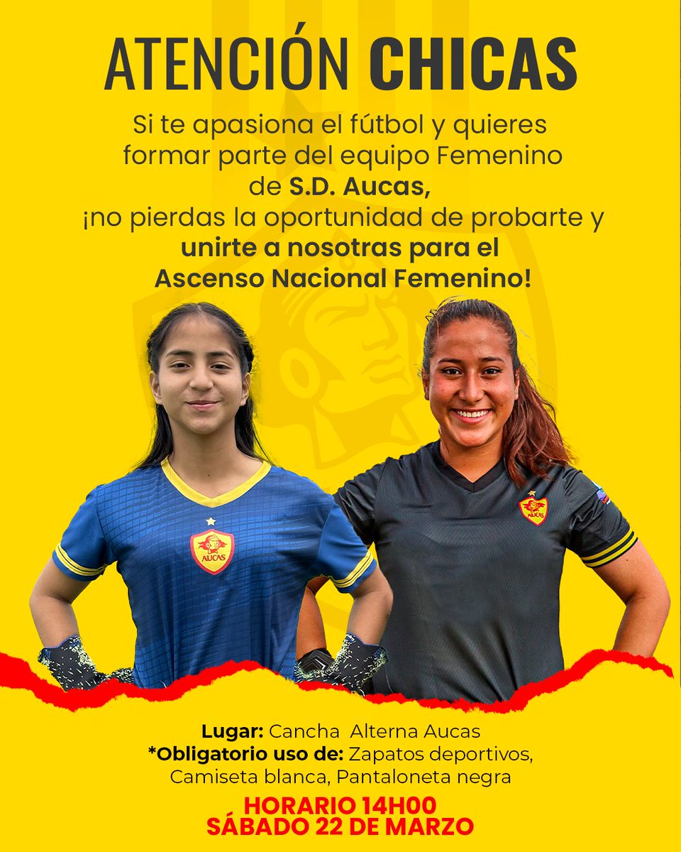 🚨 ¡IMPORTANTE!

👀⚽️🏃🏻‍♀️ ¡Te Estamos Buscando! 👆

Llegó la oportunidad para que demuestres todo tu talento y formar parte del equipo femenil de #Papá 💪🔝

📌 Requisitos 

* Zapatos deportivos 
* Camiseta blanca
* Pantaloneta negra

¡Te esperamos!

🟡🔴👌🏻
