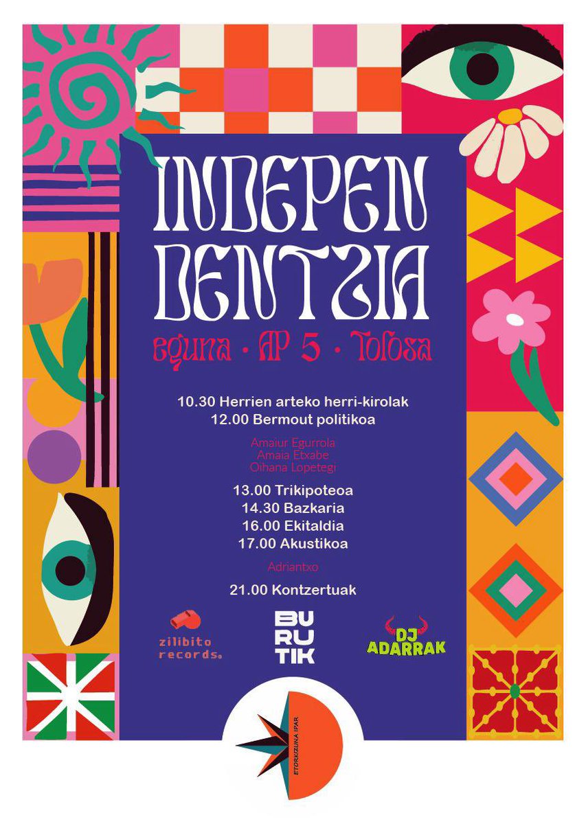 Hemen Tolosaldeako independentzia eguneko egitarau osoa!!! Apirilak 5 Tolosan, gorde data!!! 💪☺️🔥✨
#IndependentziaEguna