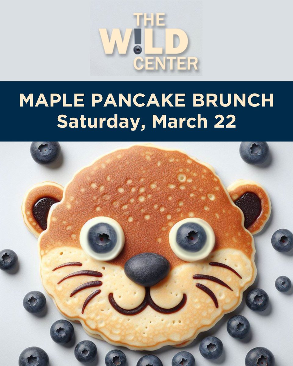 Join us at The Wild Center on Sat. March 22 (10 AM–12 PM) for a pancake brunch like no other! Watch live pancake art, test your maple trivia, &amp; see maple sugaring in action. Full breakfasts at the Waterside Café! bit.ly/maplebrunch