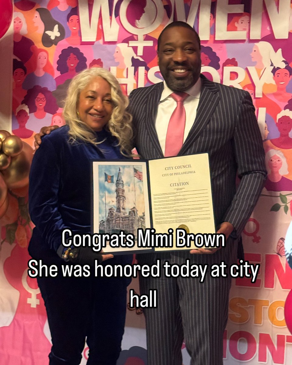 105.3 WDAS (@wdasfm) on Twitter photo Congratulations <a href="/MIMIBROWN3/">MIMI BROWN</a> She was honored today as part of the women’s history month program at City Hall, sponsored by city council president Kenyatta johnson Congratulations <a href="/MIMIBROWN3/">MIMI BROWN</a> She was honored today as part of the women’s history month program at City Hall, sponsored by city council president Kenyatta johnson