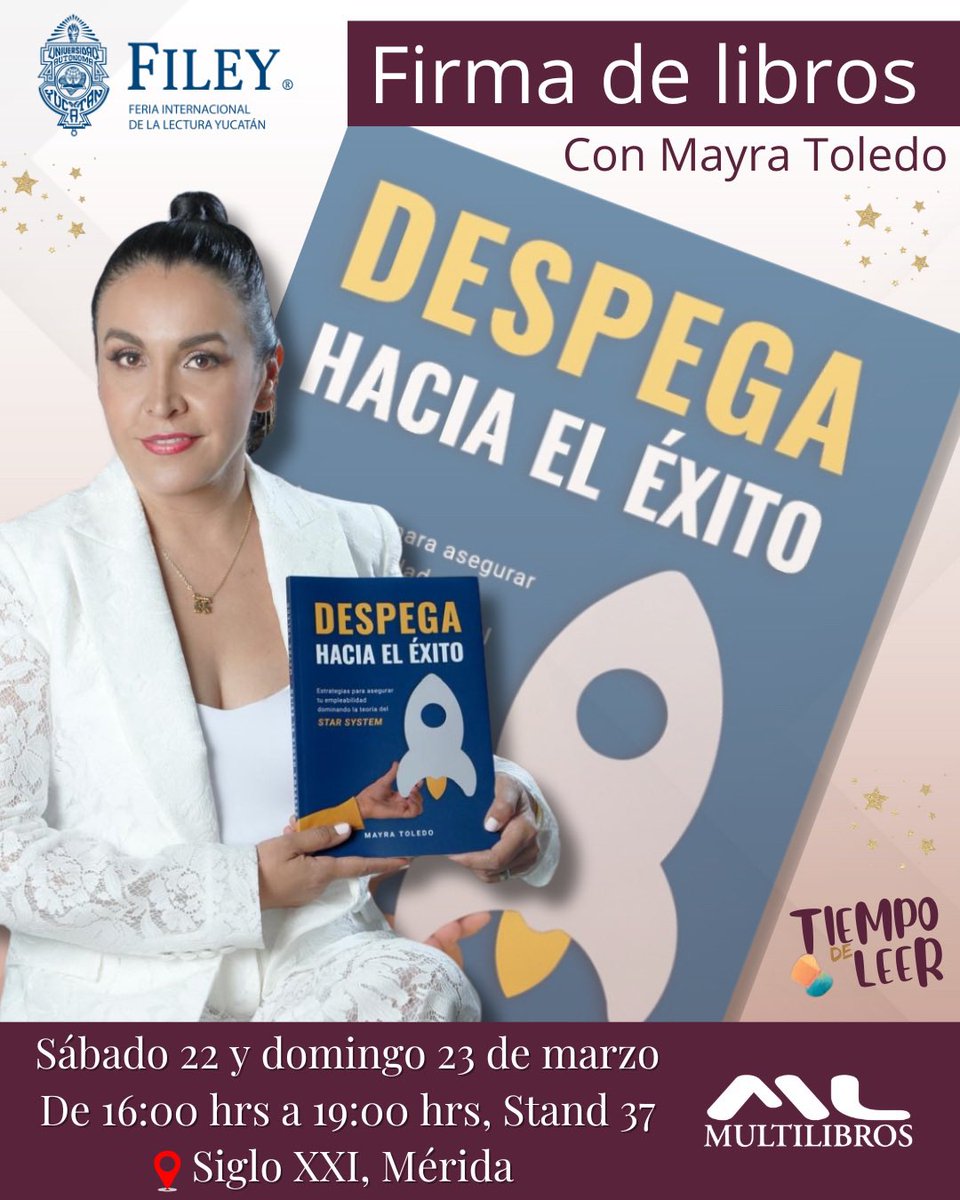 EMultilibros's tweet photo. Alcanza el éxito y satisfacción en el ámbito laboral de la era digital. Conoce más del tema en la firma de libros “Despega hacia el éxito” con su autora #MayraToledo, en la #FILEY este 22 y 23 de marzo de 16:00 a 19:00 hrs, stand 37.
@la_filey #éxito #libros #leer #multilibros https://t.co/YbvYKsiFXH