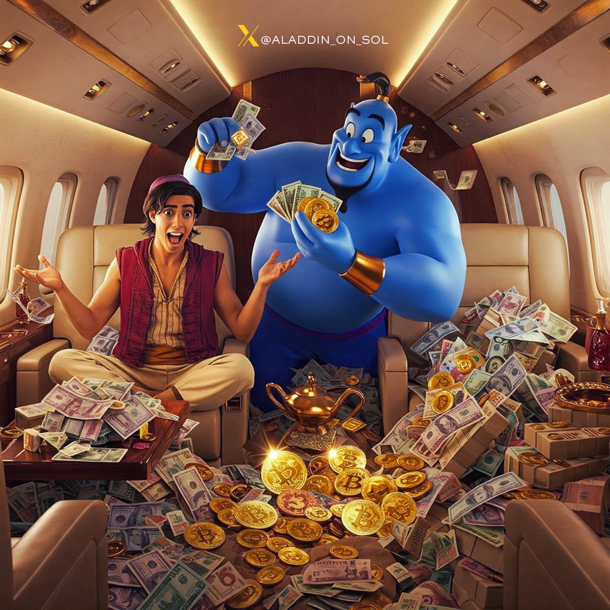 ALADDIN_ON_SOL's tweet photo. laddin wished for wealth... and Genie delivered! 💰✨
From magic carpets to private jets—crypto, cash, and endless possibilities! 🚀💸

#AladdinOnSol #ModernMagic #ZephyrZazz #CryptoHeadlines #SolanaDegen #AladdinOnSol #CryptoKingdom #AladdinsEmpire #CryptoMagic #Bitcoin https://t.co/K749TeMKoR