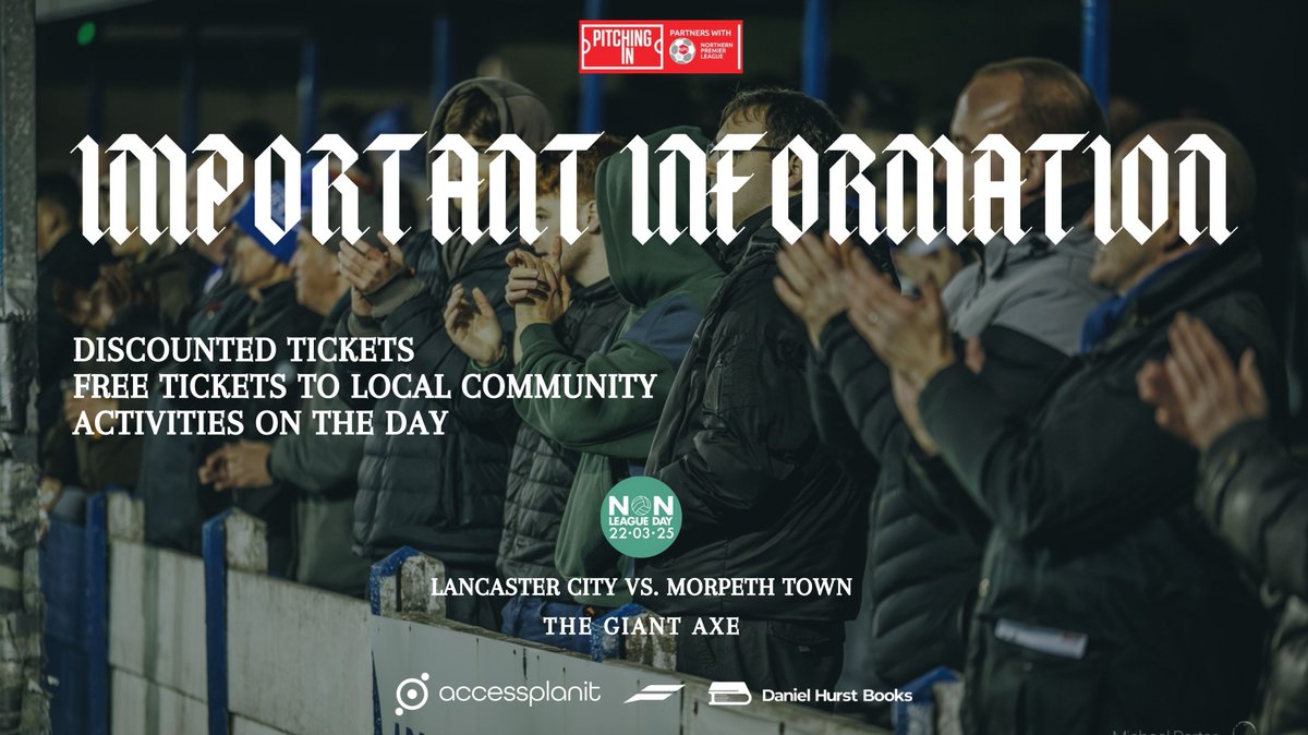 Everything you need to know before <a href="/nonleaguedayuk/">Non-League Day</a>!

✅ Discounted tickets for Season ticket holders of EPL and EFL Clubs 
✅ Free hot drink for Lancaster City Season Ticket Holders
✅ Face painting by Not Just Bathbombs and more!

pitchero.com/clubs/lancaste…

#YourCity #COYDB #ADAW