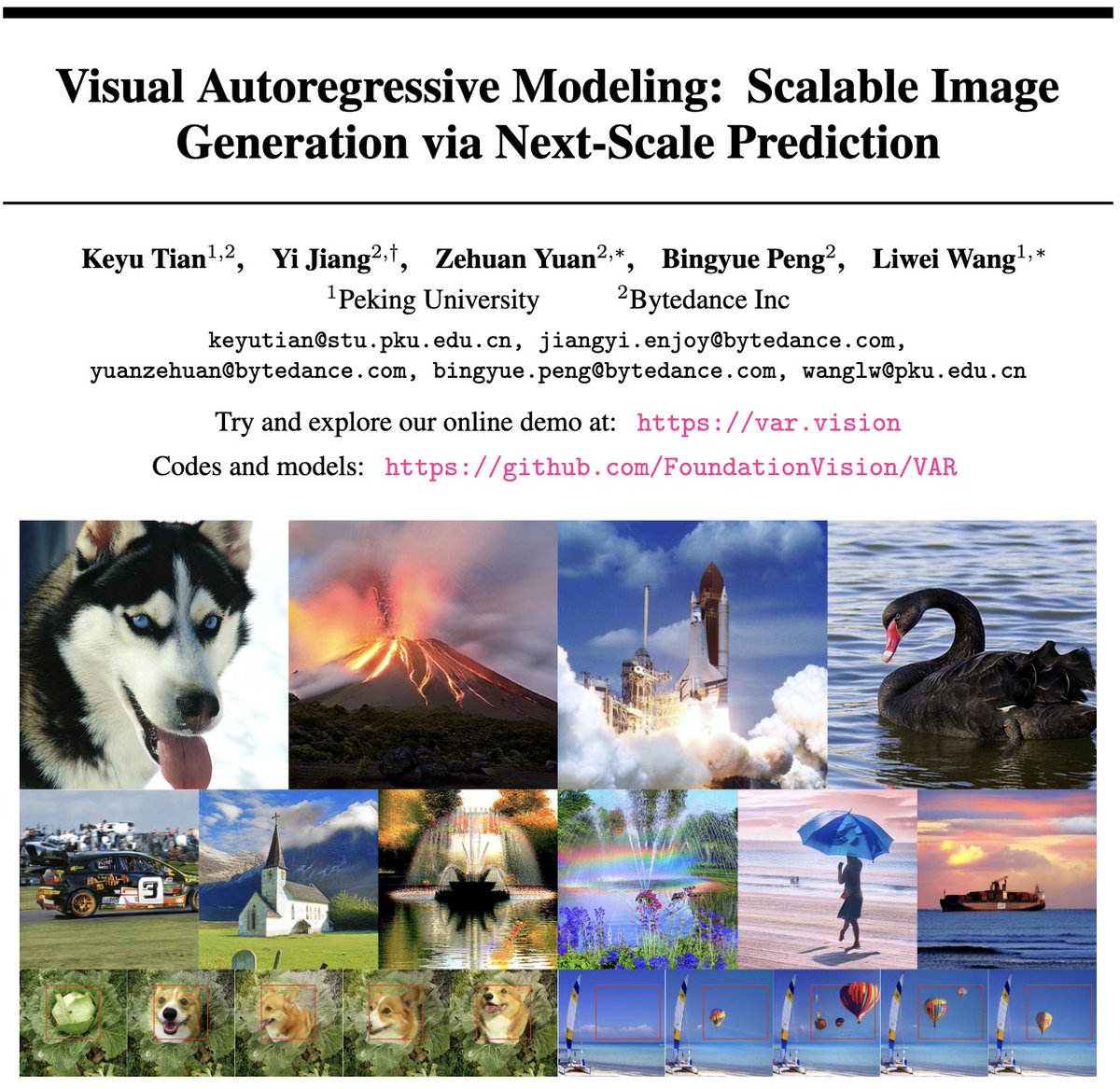 chengyenhsieh's tweet photo. 🚀 Revolutionizing Visual Generation with Autoregressive Models!

🔥 NeurIPS 2024 Best Paper from ByteDance introduces a game-changing approach to visual generation—rethinking Autoregressive (AR) modeling. Let’s revist it! 👇

#ML #ComputerVision #VisualGeneration #GenerativeAI #WesDailyExploration