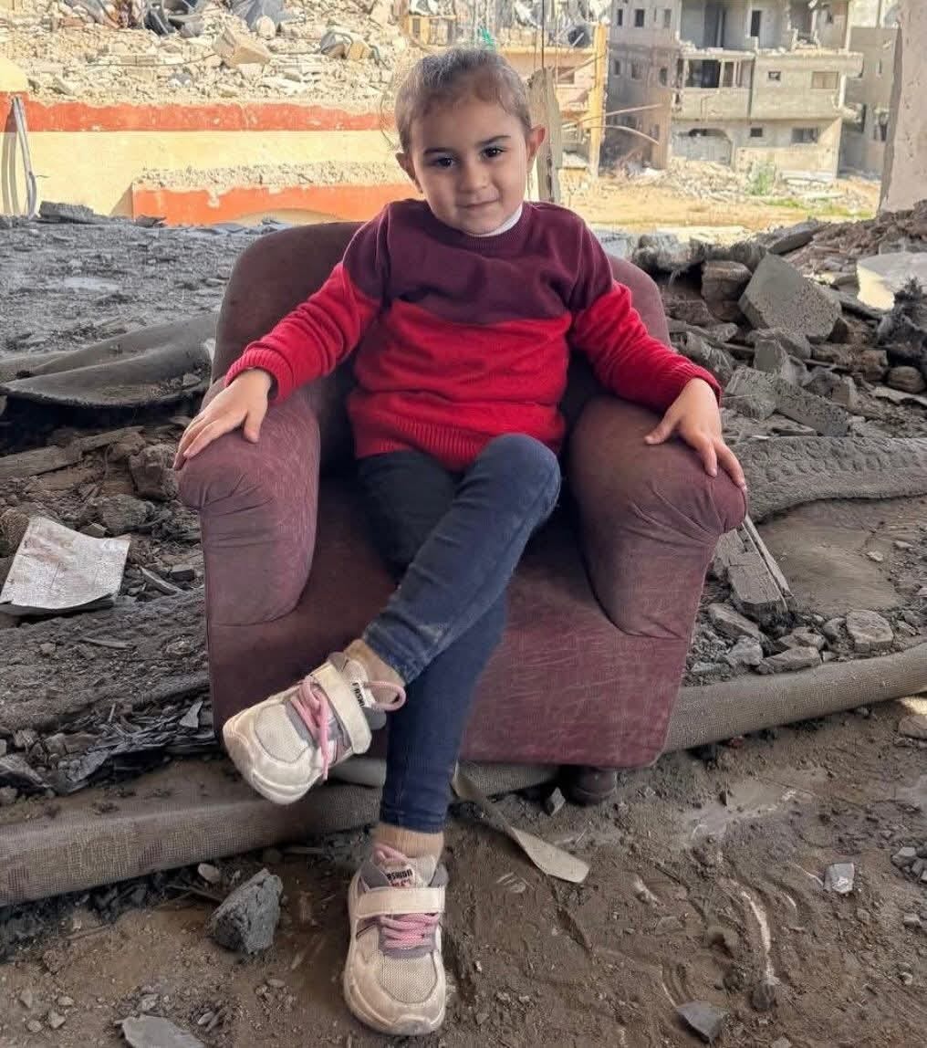 kayos2's tweet photo. How can anyone see this and not speak out about these horrors\ 74 children, 89 women, 32 elderly \Eight-year-old Siwar was one of several members of the Jamasi family  killed in an Israeli airstrike on their home in Gaza City on March 18,  2025. Photo courtesy of Jamasi family. https://t.co/1v5m7enRYg
