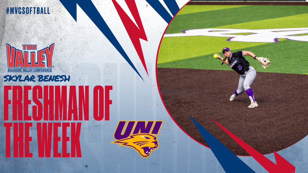 Freshman of the Week➡️Skylar Benesh
<a href="/UNISoftball/">UNI Softball</a> 

▪️Benesh finished the Panthers’ three-game sweep of Evansville with a .417 batting average with five hits and five runs in 12 at-bats and a .750 slugging percentage.

#MVCSoftball