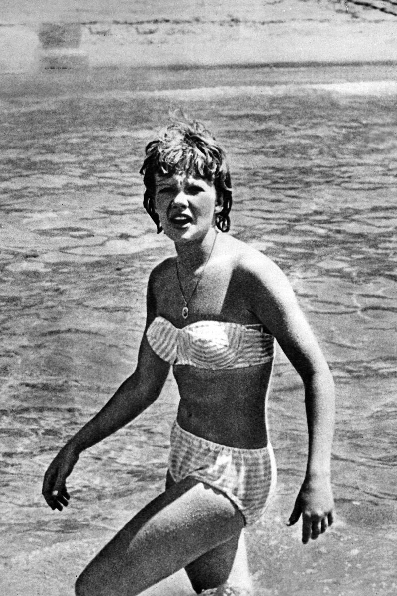 Hayley Mills pictured during filming in Costa Brava for "The Truth About Spring" in 1964