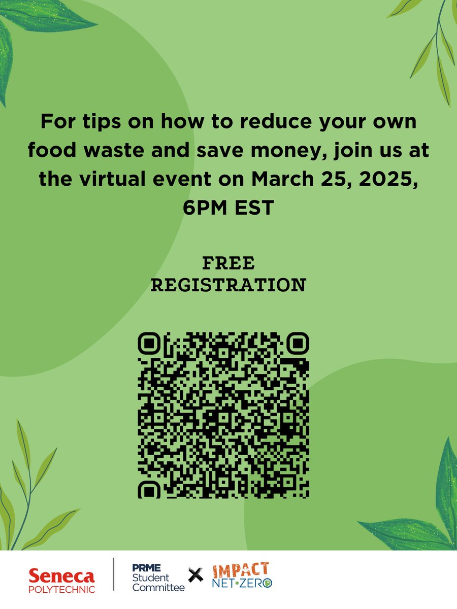 SenecaBusiness's tweet image. What if we told you that nearly half of all food in Canada goes to waste?
Learn what is being done and what you can do, to make a difference while saving money! 💡🌎💰
📅 Save the Date: Tuesday, March 25
For more information, please register here:
shorturl.at/8soag
