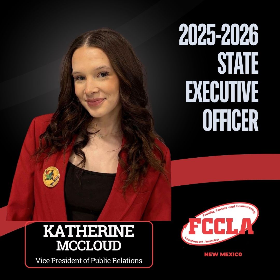 fccla_NewMexico's tweet image. Let's celebrate our new 2025-2026 #NMFCCLA State Executive Council Officers!

Katherine McCloud
Vice President of Public Relations
Portales High School

#IAMNMCTSO