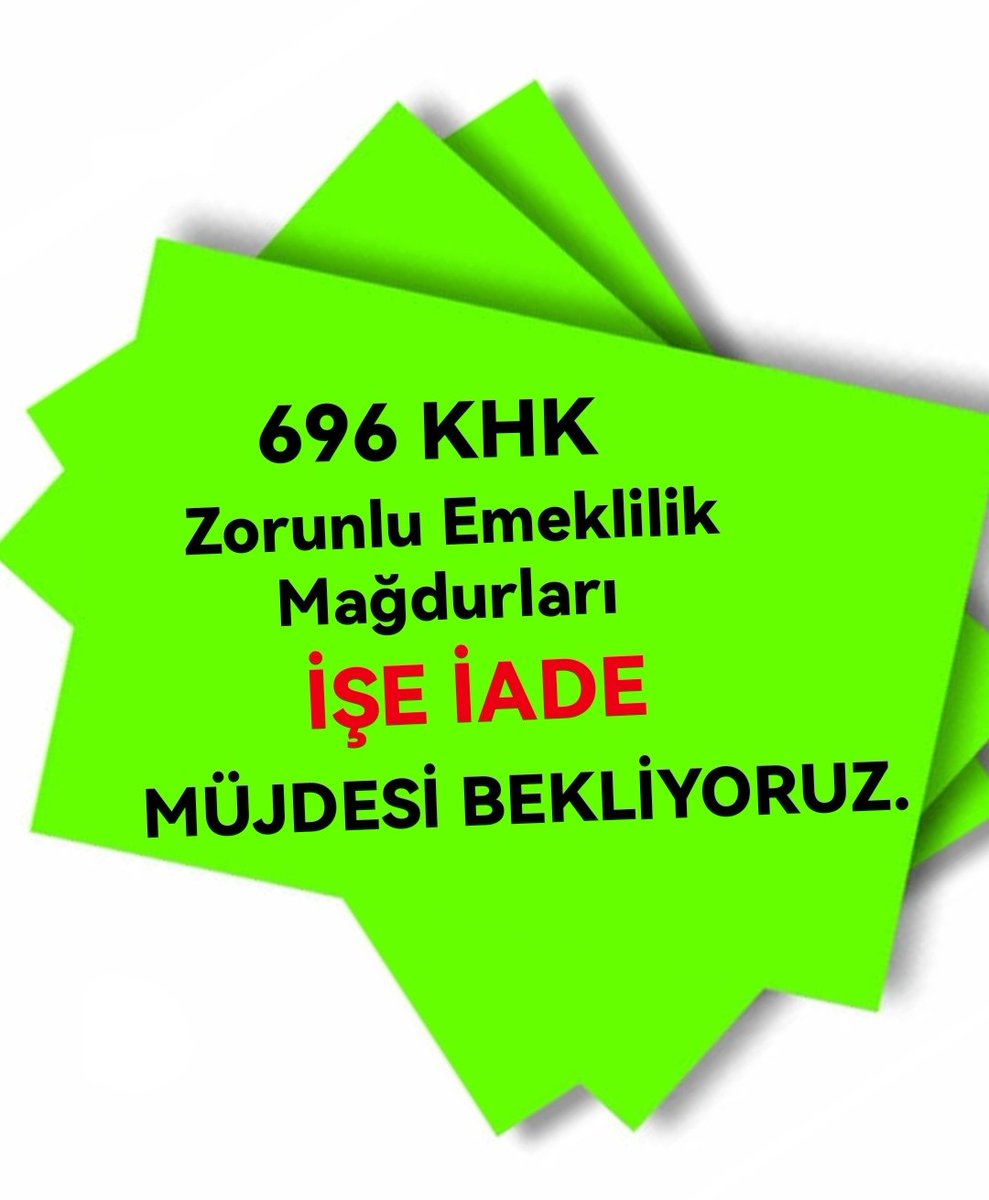 🏆696 KHK ibaresi kaldırılsın
🏆Meslek kodları 
🏆Görev tanımı
🏆Tayin hakkı
🏆İnsanca bir ücret
🏆Vergi de adalet 
🏆Zorunlu emekliler iade
<a href="/RTErdogan/">Recep Tayyip Erdoğan</a> 
<a href="/dbdevletbahceli/">Devlet Bahçeli</a> 
<a href="/eczozgurozel/">Özgür Özel</a> 
<a href="/isikhanvedat/">Prof. Dr. Vedat Işıkhan</a> 
<a href="/memetsimsek/">Mehmet Simsek</a>
<a href="/turkiskonf/">TÜRK-İŞ</a> 
<a href="/hakiskonf/">HAKİŞ KONFEDERASYONU</a> 
<a href="/diskinsesi/">DİSK</a>