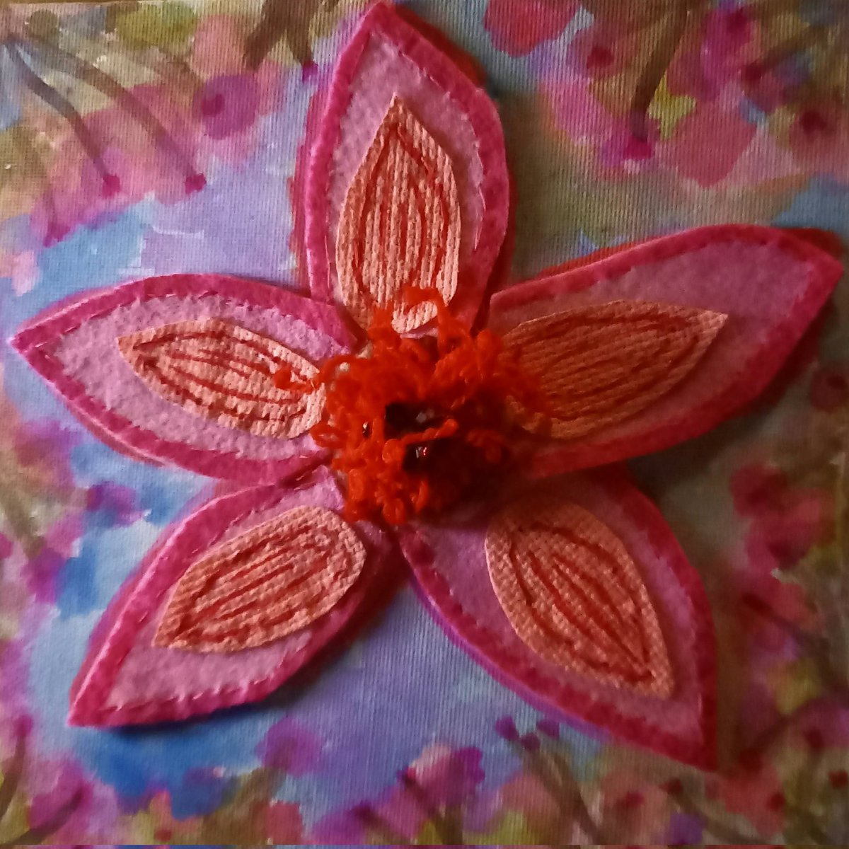 New art with textiles. Painting, sewing &amp; knitting.

#Spring
#Art
#Textile 
#Blossom 
#Handmade
#canvas 
#Flowers