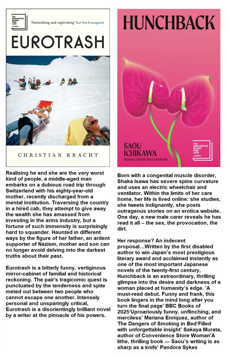 Here's what the books look like and a bit of blurb about each one. 

These are both longlisted for this year's International Book Prize, and we thought they both looked amazing. 

So we need your help to decide. 

Ta.