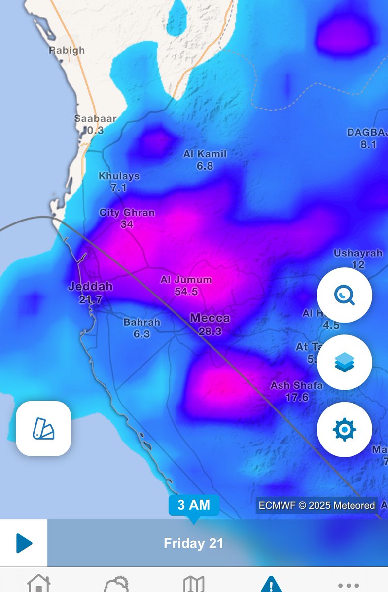 رعدية عنيفة على مكة وجدة ذروتها مساء الخميس بمعنى قبست