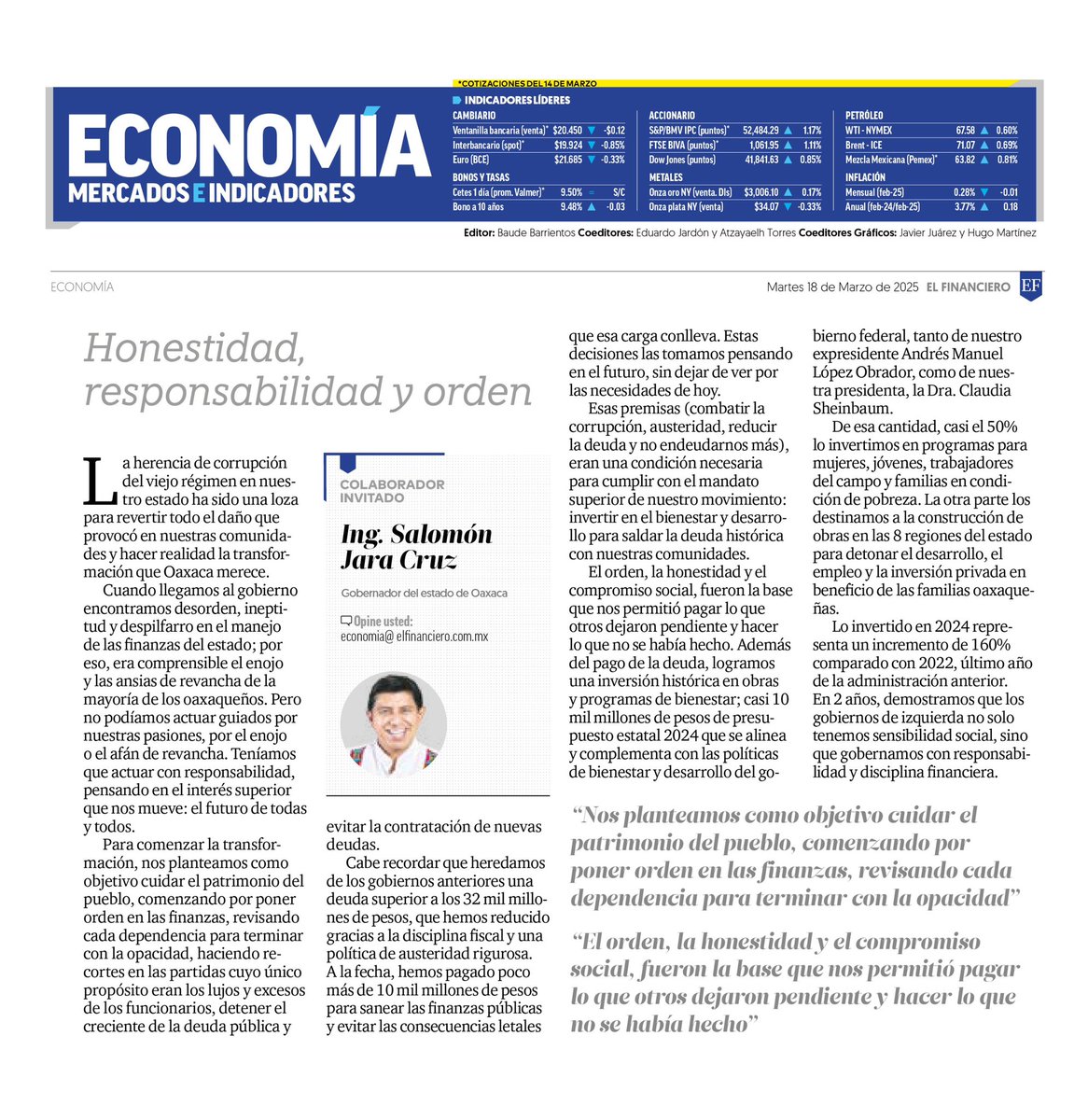 salomonj's tweet photo. Hoy en El Financiero compartí más sobre la honestidad y el orden de las finanzas del estado, la base que nos permitió pagar lo que otros dejaron pendiente y hacer lo que no se había hecho: 

https://t.co/4dOLV8Opn1 https://t.co/2Sy7BrRgmV