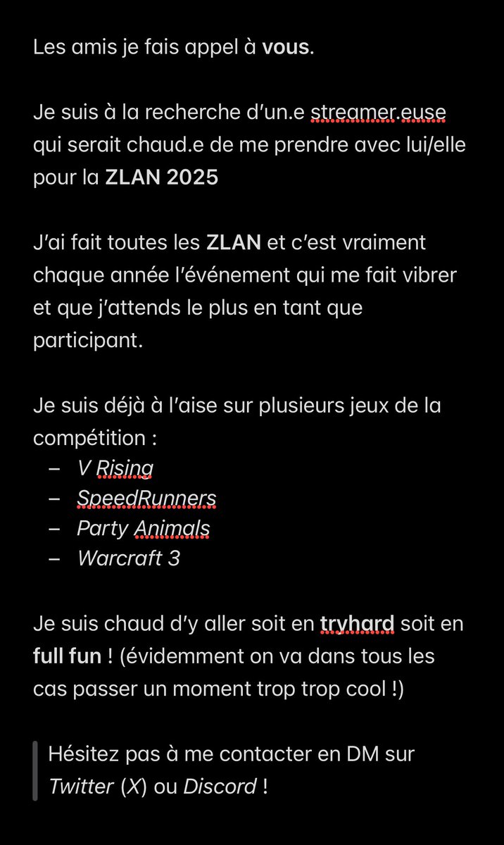 Salut la team, c’est important pour moi 

RT appréciés ❤️  #ZLAN2025