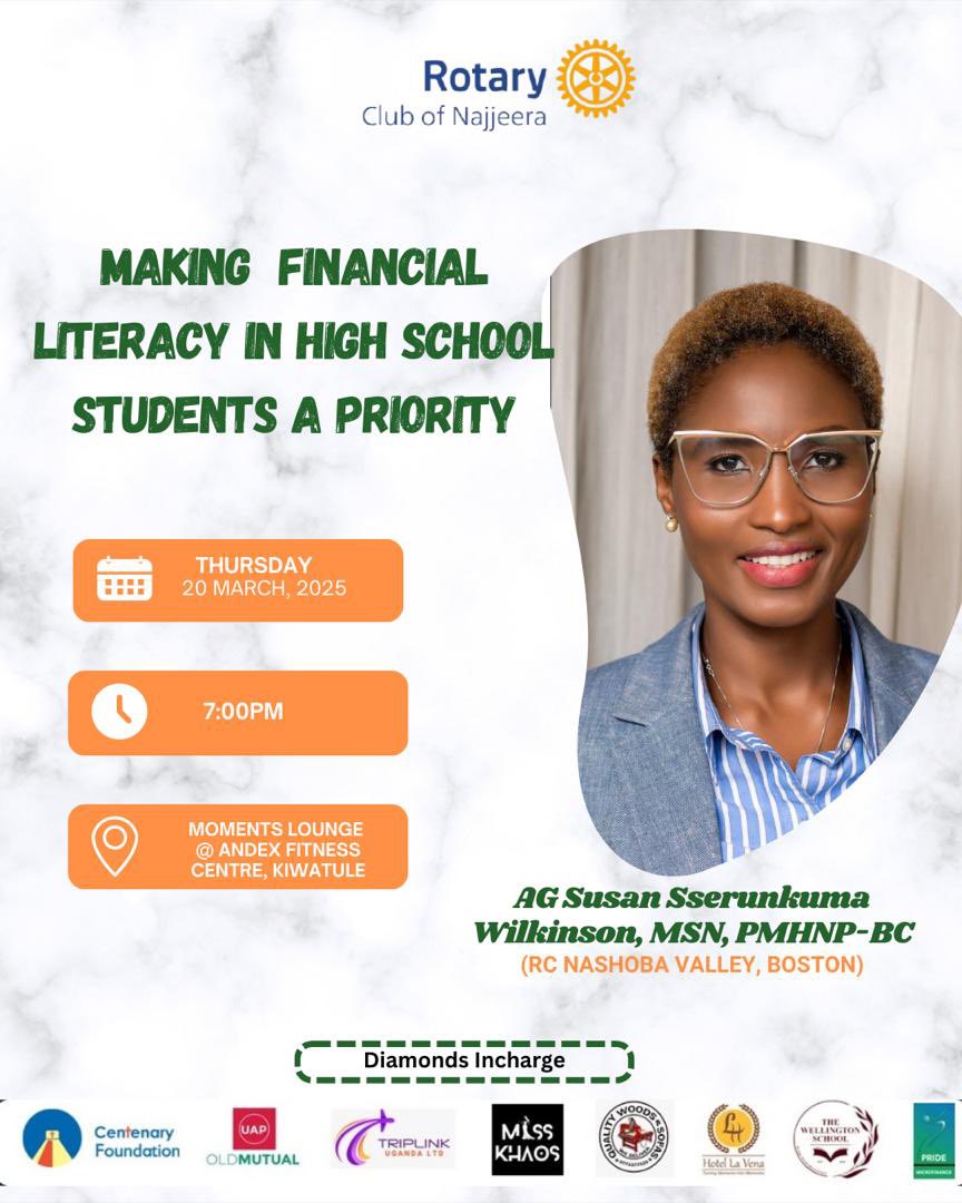 najjerarotary's tweet photo. Many high school students graduate without basic financial knowledge. Let's change that.
Come through this Thursday as our friend Suzan from RC Nashoba Valley, Boston helps secure that future for our teens. @RotaryKiwatule @RCUpperKololo @RotaryKololo @RCNamugongo @RcMorningTide https://t.co/jeUSvEl9gu