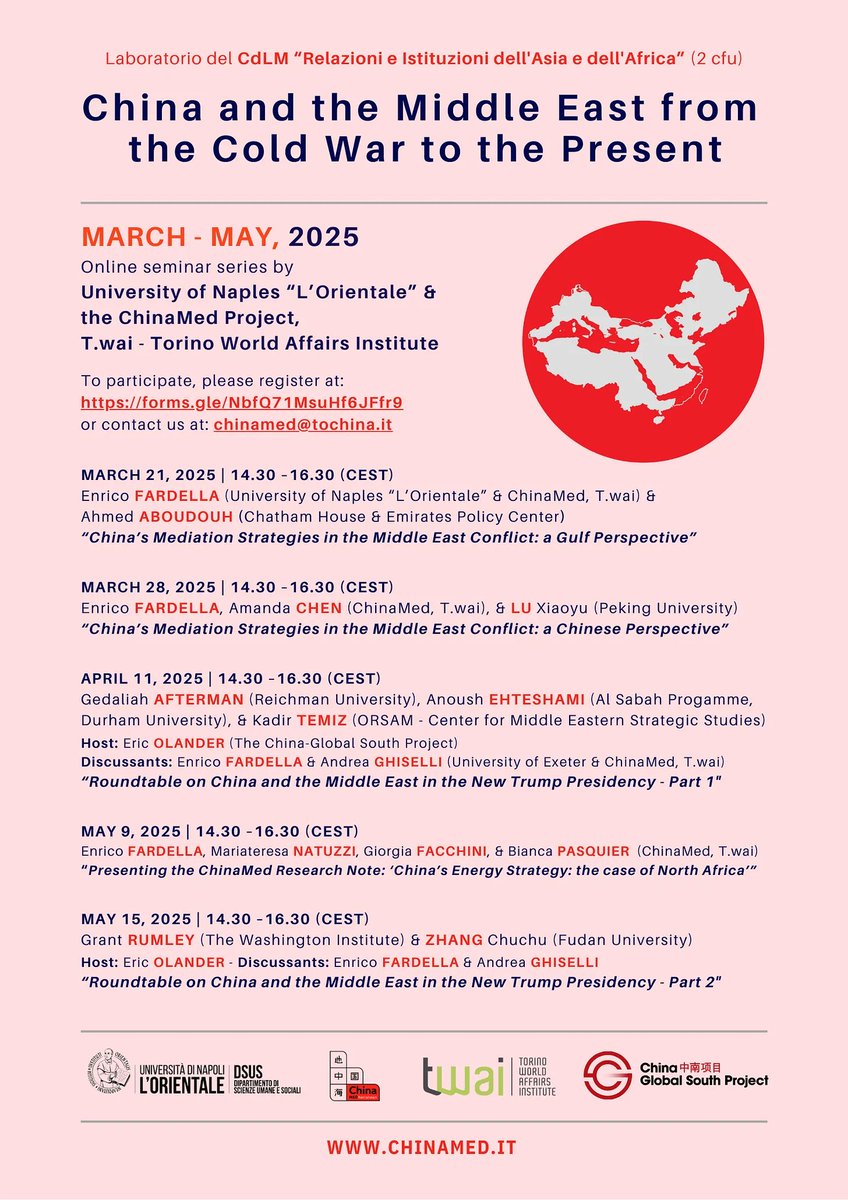Andrea Ghiselli (@aghisellichina) on Twitter photo New series of <a href="/ChinaMedit/">ChinaMed</a> events on China and the Middle East!
As always, excellent speaker like <a href="/AAboudouh/">Ahmed Aboudouh</a> <a href="/GAfterman/">Gedaliah Afterman</a> <a href="/RumleyGM/">Grant Rumley</a> <a href="/kdrtemiz/">Kadir Temiz</a> and more!
Thanks to <a href="/eric_olander/">Eric Olander</a> and <a href="/ChinaGSProject/">The China-Global South Project</a> for working with us.
chinamed.substack.com/p/new-china-anโฆ New series of <a href="/ChinaMedit/">ChinaMed</a> events on China and the Middle East!
As always, excellent speaker like <a href="/AAboudouh/">Ahmed Aboudouh</a> <a href="/GAfterman/">Gedaliah Afterman</a> <a href="/RumleyGM/">Grant Rumley</a> <a href="/kdrtemiz/">Kadir Temiz</a> and more!
Thanks to <a href="/eric_olander/">Eric Olander</a> and <a href="/ChinaGSProject/">The China-Global South Project</a> for working with us.
chinamed.substack.com/p/new-china-anโฆ