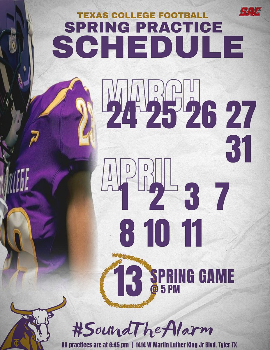 Spring is in the air and so is Texas College Spring Football!!! Check flyer for details #SteerNation🤘