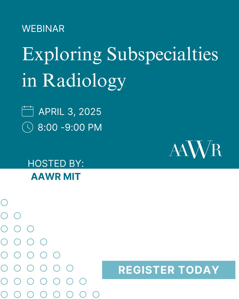 Have you registered for our upcoming panel discussion on diverse career paths in radiology?

Hear from women radiologists across different subspecialties and gain insights into various career opportunities. We’d love to have you join the conversation!

bit.ly/3FDxJgb