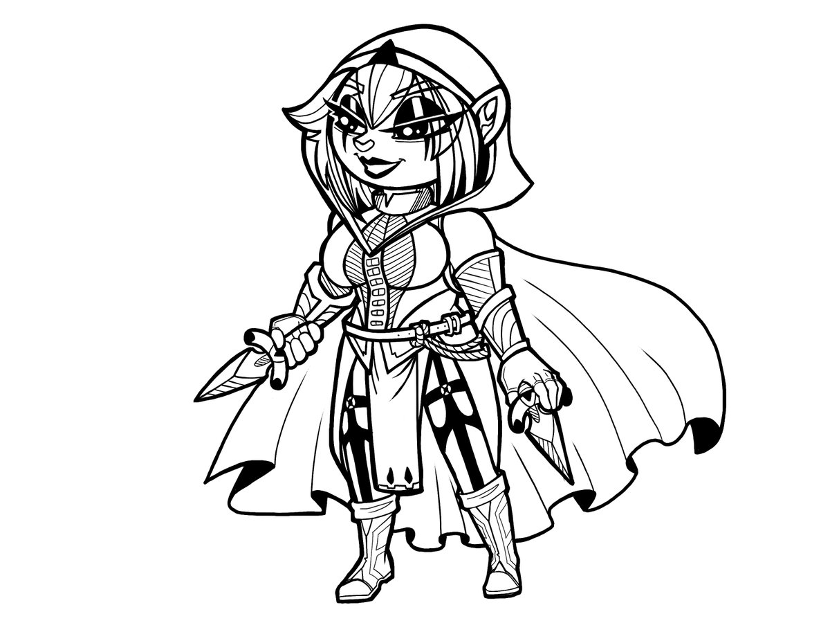 ayñ! ya termine a la halfling de nuestra campaña para minis de MDF❤😻❤ #FantasyArt #lineartwork #DnDArt #CharacterDesign #lineartillustration #customcharacters #rougednd #rougedndart