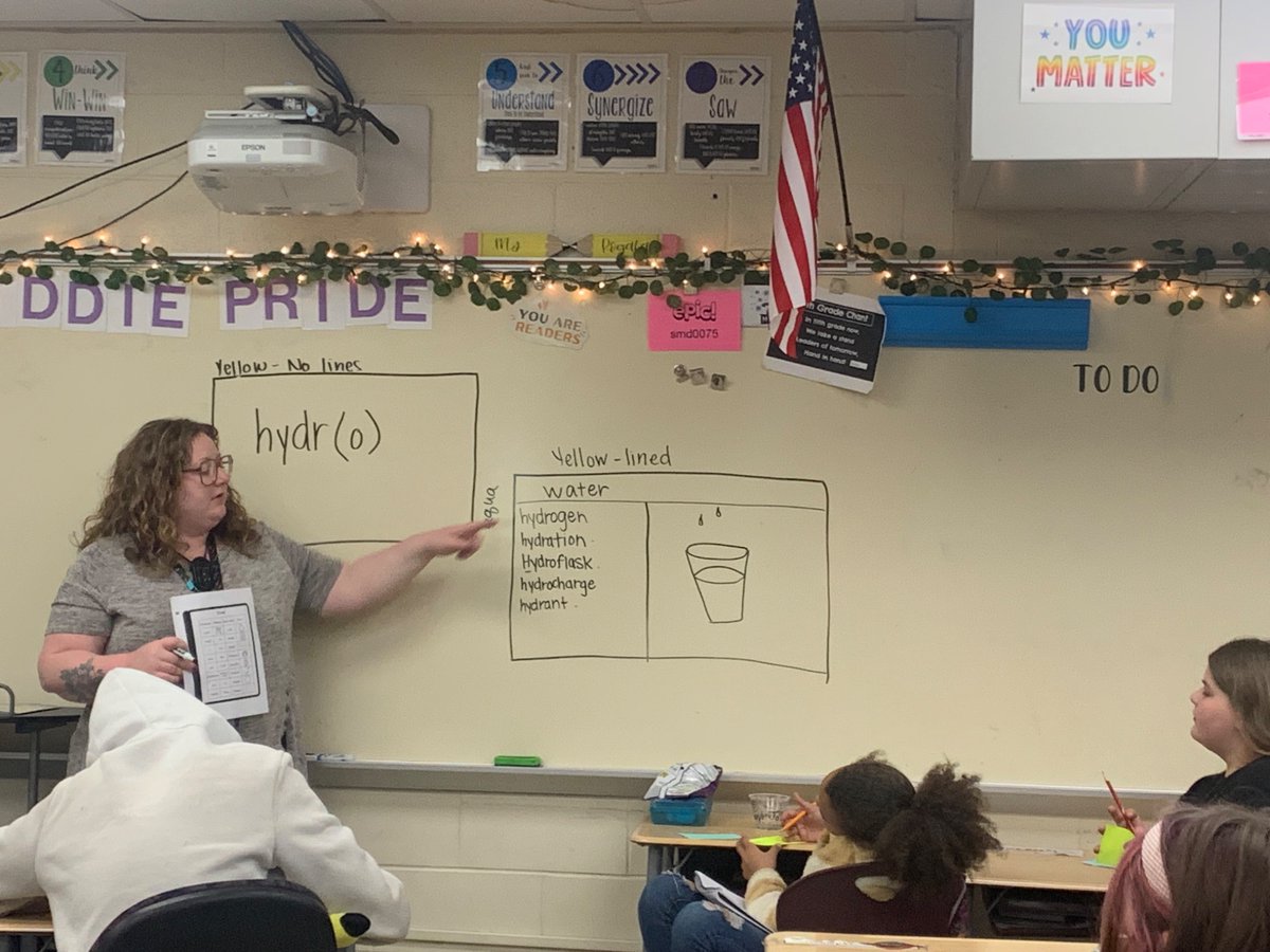 Ms. Rogala’s class is rockin’ morphology during I &amp; E! 🤍💜 <a href="/MiddletownOH/">Middletown City Schools</a> #mustangsonthemove