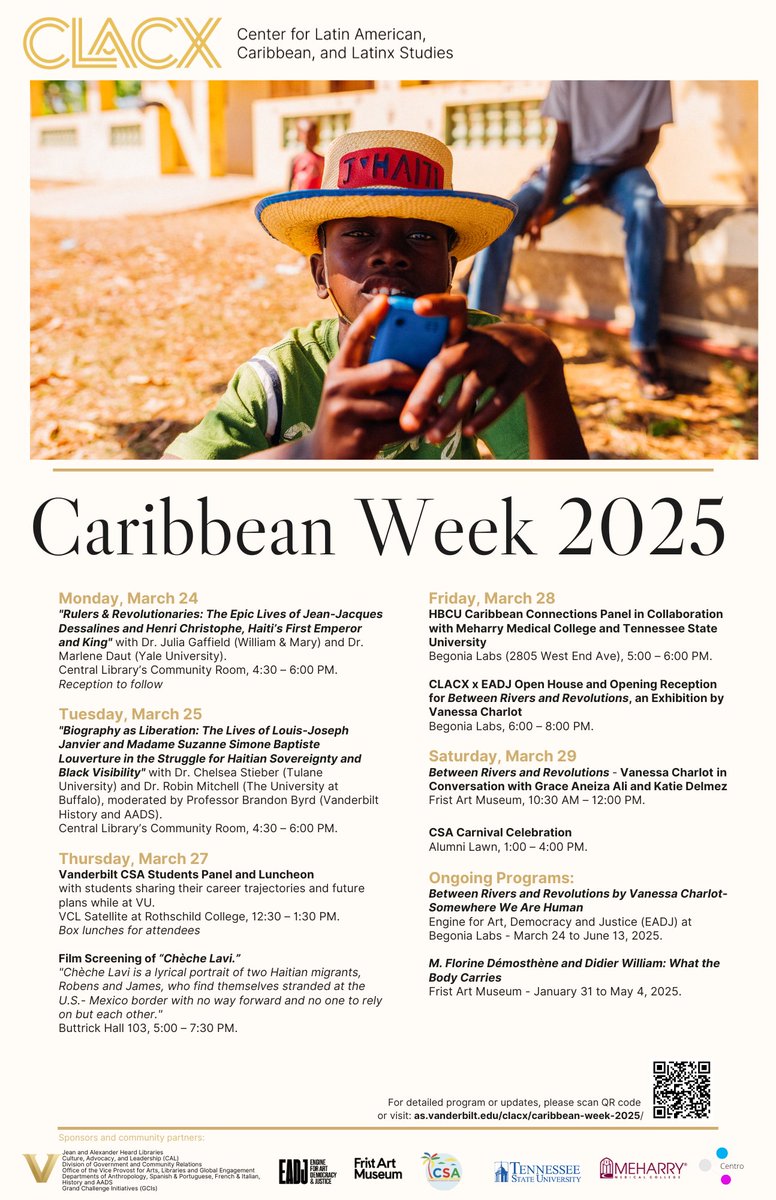 Join CLACX for our Caribbean Week Countdown! Mark your calendars for March 24th through March 29th—you won't want to miss it! as.vanderbilt.edu/clacx/caribbea…